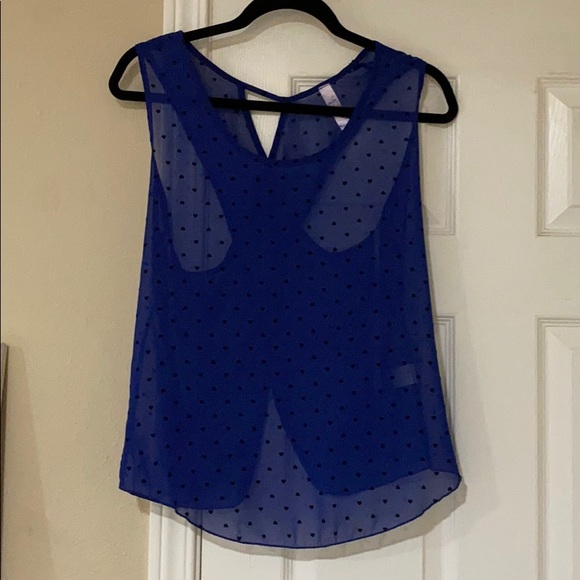 🛍💵 4/$25 Sheer Blue Tank w/Crisscross Open Back - Picture 2 of 6